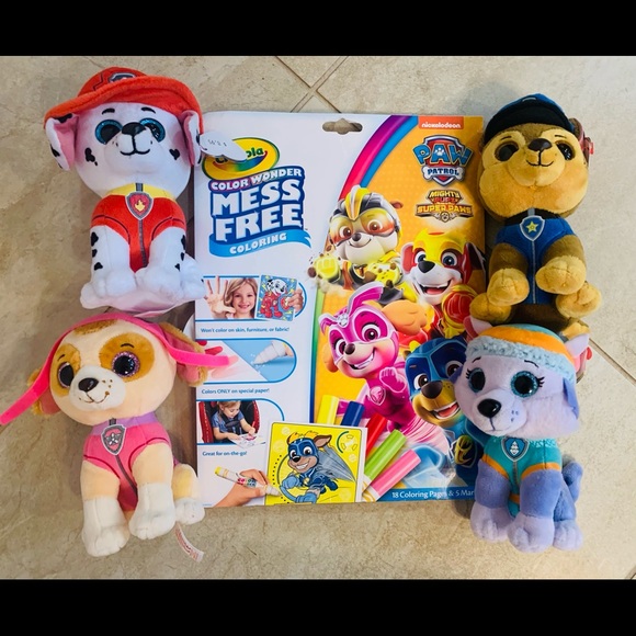 Paw Patrol Mess Free Coloring and Four Ty Beanies